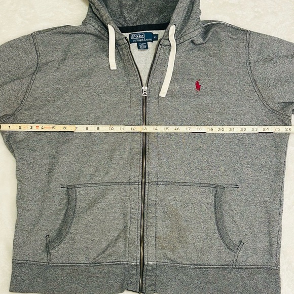 Vintage Y2K Polo Ralph Lauren Hoodie Mens XL Gray Pony Full Zip Sweatshirt BOXY! - Picture 5 of 7